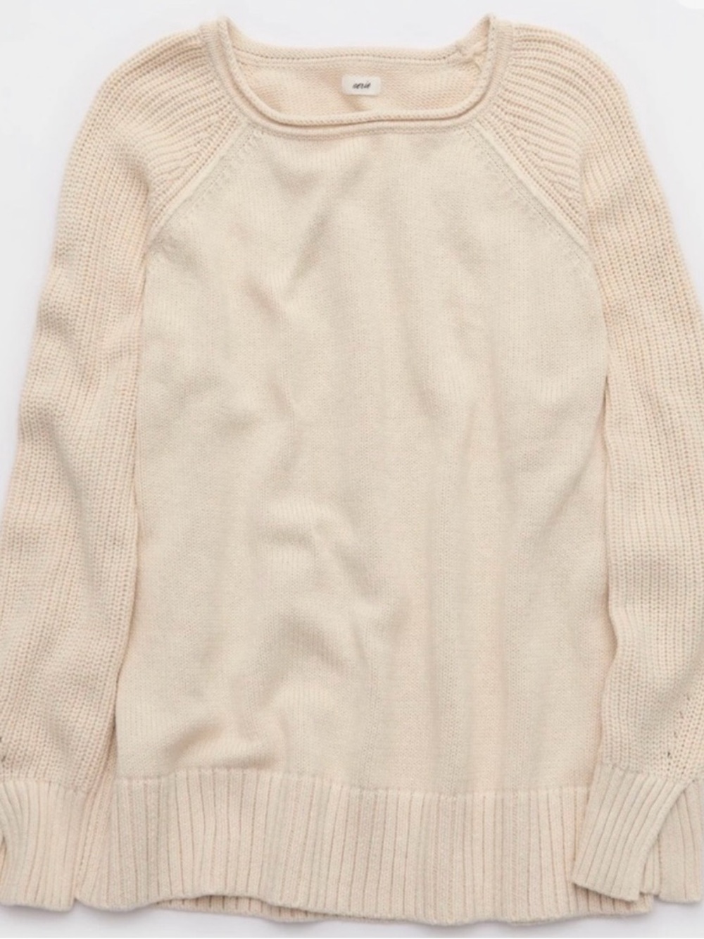 aerie Cream Crewneck Sweater - Soft Knit Pullover
